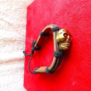 Ladies Gothic Leather Strap Bracelet